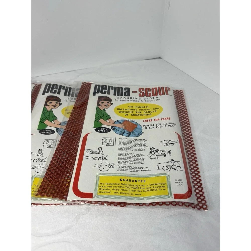 7 Perma Scour Scouring Cloths 100% Nylon Cleaning Teflon Non Scratching NOS 1976